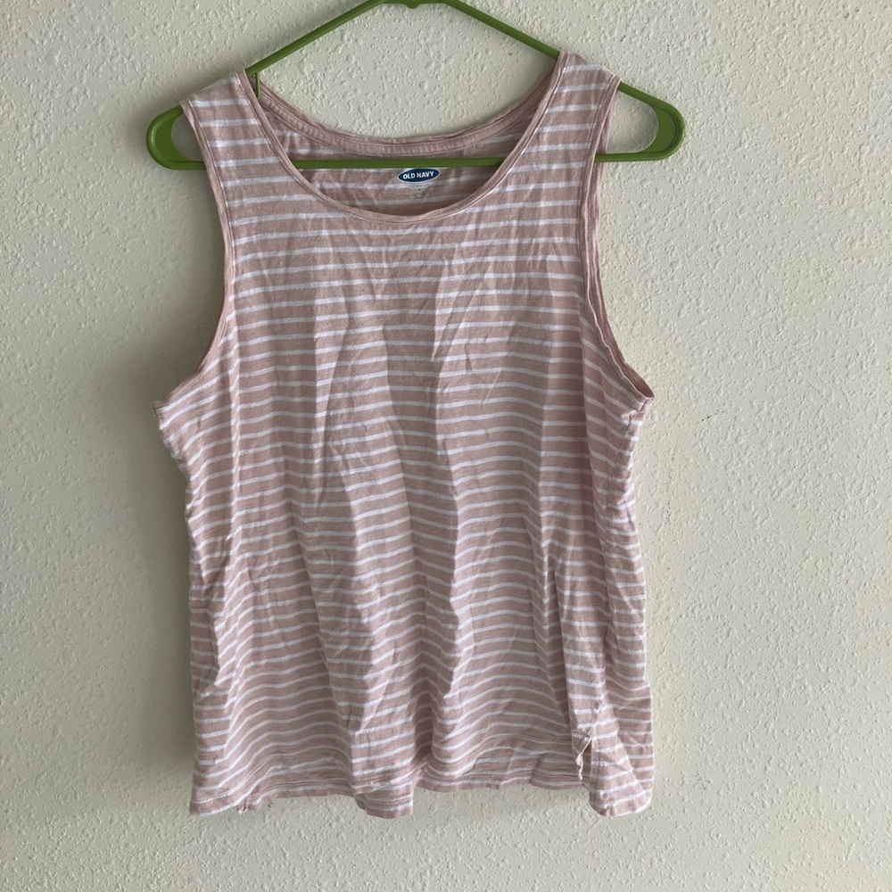 Pink and white striped tank top